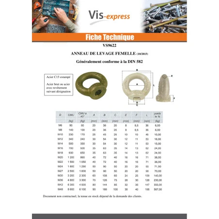 1 X Anneau De Levage Femelle M18 Acier Zingué 2 1 X Anneau De Levage Femelle M18 Acier Zingué – Image 2