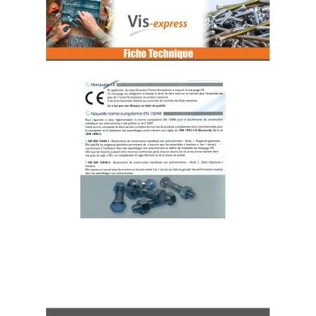 20 X Boulon (vendu Avec Ecrou) Tête Hexagonale TH M20X90 Classe 8.8 SB Acier Zingué 3 20 X Boulon (vendu Avec Ecrou) Tête Hexagonale TH M20X90 Classe 8.8 SB Acier Zingué – Image 3