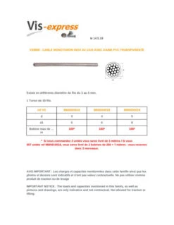 1 X Mètre De Câble Monotoron Diamètre 5 Inox A4 GAINE PVC (vendu Au M) -Vis Express Magasin metre de cable monotoron diametre 5 inox a4 gaine pvc vendu au m 2