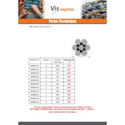 1 X Mètre De Câble Souple Diamètre 12 Inox A4 7X19 Charge De Rupture 7500 Kg (vendu Au M) -Vis Express Magasin metre de cable souple diametre 12 inox a4 7x19 charge de rupture 7500 kg vendu au m 2