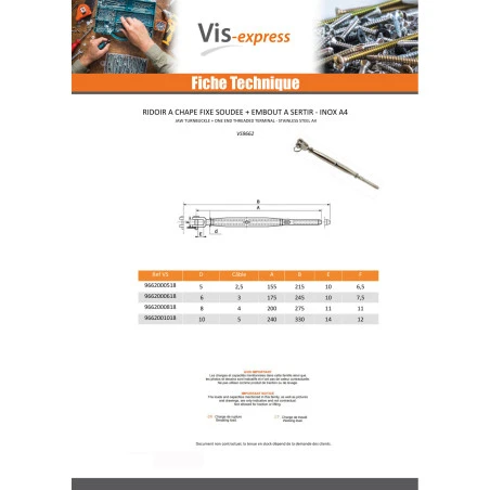 1 X Ridoir à Chape Soudée Embout à Sertir Inox A4 Diamètre 6 2 1 X Ridoir à Chape Soudée Embout à Sertir Inox A4 Diamètre 6 – Image 2