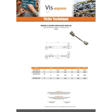 1 X Ridoir à Chapes Articulées Inox A4 Diamètre 12 4 1 X Ridoir à Chapes Articulées Inox A4 Diamètre 12 – Image 4