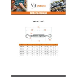 1 X Tendeur Crochet Crochet 8X110 Acier Zingué -Vis Express Magasin tendeur crochet crochet 8x110 acier zingue 3