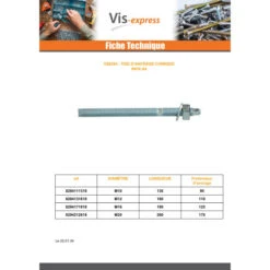 1 X Tige Filetée Ancrage CHIMIQUE M16X190 Inox A4 -Vis Express Magasin tige filetee ancrage chimique m16x190 inox a4 2