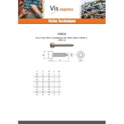 1 X Vis Tôle CHC BTR Inox A2 4.8X19 -Vis Express Magasin vis tole chc btr inox a2 48x19 6