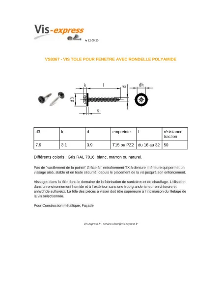 1 X Vis Tôle Tête Cylindrique TC Pozi 2 + Rondelle Nylon 3.9X19 Inox A2 Blanc 2 1 X Vis Tôle Tête Cylindrique TC Pozi 2 + Rondelle Nylon 3.9X19 Inox A2 Blanc – Image 2