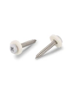 1 X Vis Tôle Tête Cylindrique TC Pozi N°2 + Rondelle Nylon 3.9X32 Inox A2 Blanc