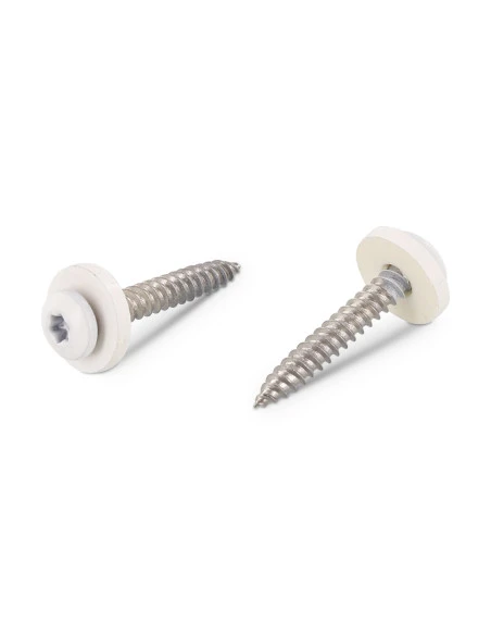 1 X Vis Tôle Tête Cylindrique TC TORX T15 + Rondelle Nylon 3.9X25 Inox A2 Blanc 1 1 X Vis Tôle Tête Cylindrique TC TORX T15 + Rondelle Nylon 3.9X25 Inox A2 Blanc